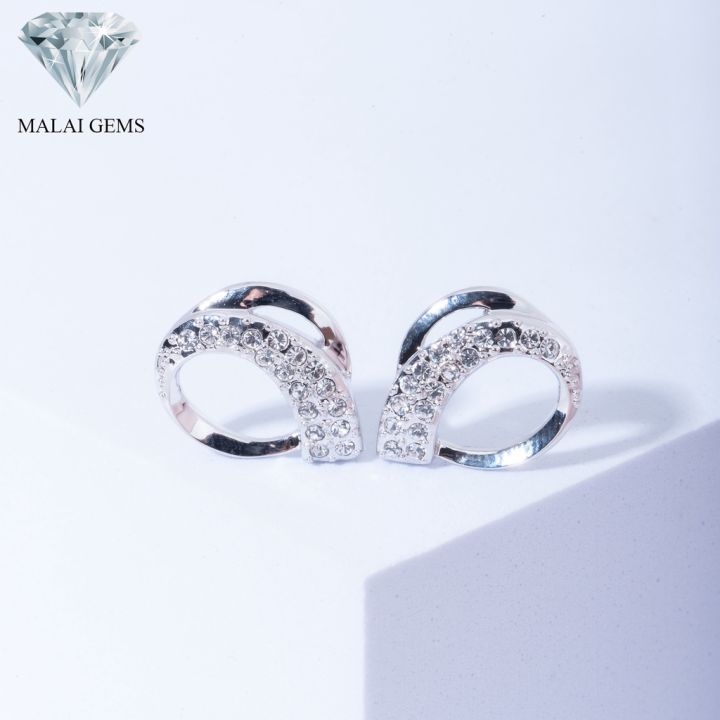 malai-gems-ต่างหูเพชร-เงินแท้-silver-925-เพชรสวิส-cz-เคลือบทองคำขาว-รุ่น-11012898-แถมกล่อง-ต่างหูcz-ต่างหูเงินแท้