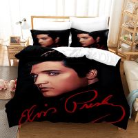 ✷✟ Rock and Roll Singer Bedding Set Elvis Presley Duvet Cover Black Grey The King Bedclothes with Pillowcase for Woman Teens Adults