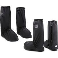 2 Pairs Black Waterproof Shoe Covers, Rain Gear, Snow and Rain Boot Covers with Reflective Sheets, XXL Size