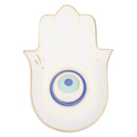 white blue Tray Jewelry Dish Holder Soap Plate Eye Ring Trinket Ceramic Hand Hamsa Evil Entryway Display Sink Kitchen Vanity For Candle Key