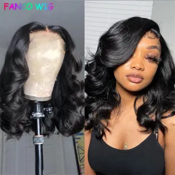 Lace Front Wigs Black Short Curly Bob with Bangs Plucked Synthetic Hair  Heat Resistant Fiber Wig for Black Women 14inches - China Brazilian Curly  Wig and Cheap Hair Wig price