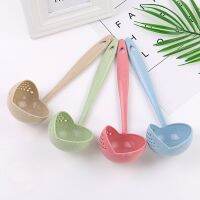 ✲▽℡ 2 in 1 Wheat Straw Soup Spoon Long Handle Porridge Spoons Filter Home Cooking Tools Kitchen Accessories