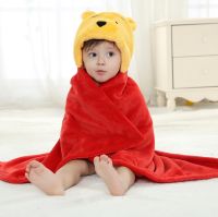 Winnie Bear Animal Cosplay Hooded Baby Infant Girl Boy Flannel Bath Towel Wrap Bathrobe Cute Cartoon Pajama Sleepwear