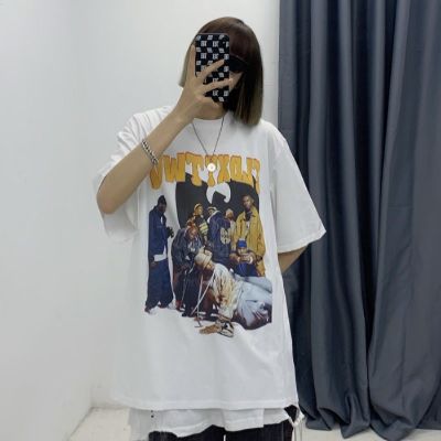 Street Hiphop Vintage Printed Summer Oversized Shirt Uni Couple Graphic Tshirt For Men Women Short Sleeve Oversize Tee American Style Streetwear Korean Fashion Top Plus Size Casual Clothing Colour Black White M-3XL