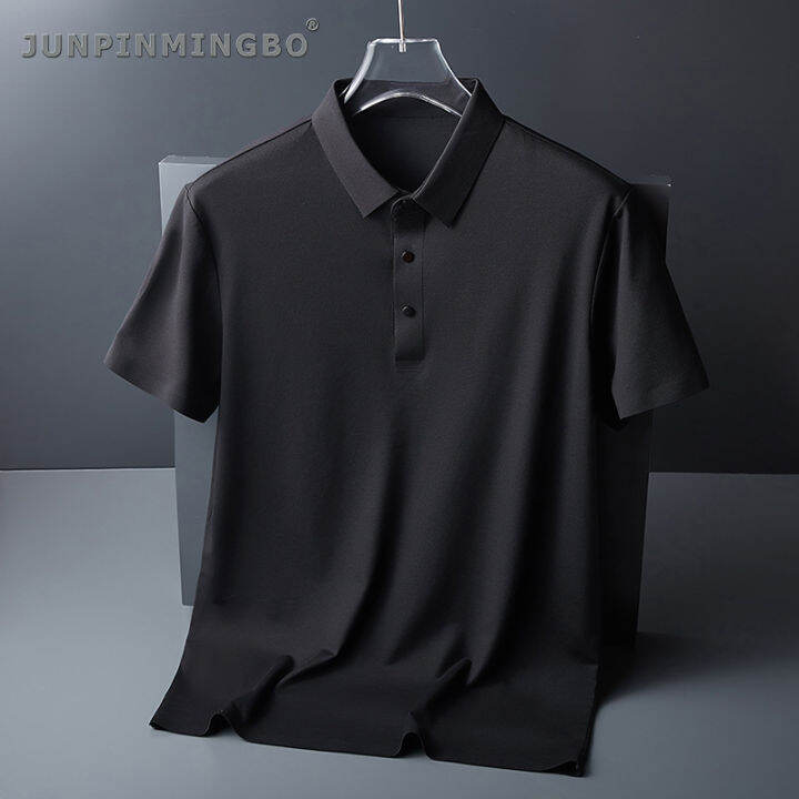 junpinmingbo-เสื้อโปโลลำลองผ้าไอซ์ซิลค์สำหรับผู้ชาย-m-5xl-เสื้อโปโลเนื้อผ้านุ่มระบายอากาศได้ดียืดได้เนื้อผ้านุ่มให้ความเย็นทางการเข้ารูปขนาดพลัสไซส์