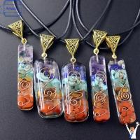 RICHARDCOT 7 Chakra orgonite สร้อยคอจี้ลูกตุ้มเรกิ คริสตัลรักษารักษา Amulet สร้อยคอหินหลากสี ของขวัญที่สร้างสรรค์ หินอัญมณีหิน สร้อยคอจี้จักระพลังงาน