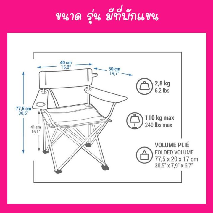 พร้อมส่งวันที่17เมษา-quechua-เก้าอี้แค้มปิ้ง-เก้าอี้สนาม-เก้าอี้พับ-ของแท้