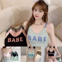 F1?ส่งไว เสื้อสายเดี่ยว สกรีนลาย BABE 7 สี มีฟองน้ำ ผ้าร่อง