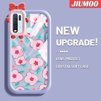 เคส JIUMOO สำหรับ VIVO Y30 Y30i Y50แฟชั่นสีชมพูลายดอกไม้สีสันสดใสน่ารักน้อยมอนสเตอร์เลนส์กล้องถ่ายรูปแบบนิ่มกันกระแทกแบบใสเคสมือถือเรียบง่ายฝาครอบป้องกันซิลิโคนความคิดสร้างสรรค์โปร่งใส