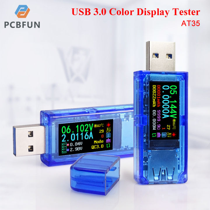 pcbfun-มัลติมิเตอร์กระแสสลับตัวทดสอบแรงดัน-usb-at35-เครื่องทดสอบสีมัลติมิเตอร์-usb-3-0โวลต์มิเตอร์แอมมิเตอร์แรงดันไฟฟ้า-lcd