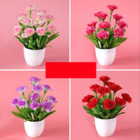 Mini Pot Artificial Flowers Carnation Fake Silk Flower Plastic Artificial  flower art, living room decoration, household flower arrangement, flower bouquet decoration