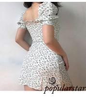 Popu-Women´s French Style y V-neck Bodycon Pencil , Summer Tight High Waist Chiffon Dress