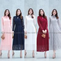 Maya-fashion เสื้อผ้าแฟชั่น Maxi Dress สีโอรส กรม ขาว แดง เทา พร้อมส่ง