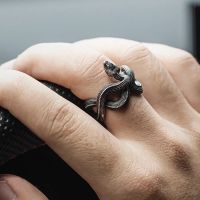 1 Piece Women And Men Vintage Punk Animal Snake Open Adjustable Finger Ring Snake Winding Ring Personality Couple Rings Jewelry