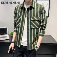 EERSHENSHI เสื้อเชิ้ตผู้ชายลายหลวมเสื้อเชิ้ตแขนยาวสามารถชั้นกว่าท็อปส์ซูผู้ชาย