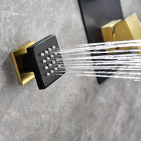 Black Round Body Rain Shower Spray Jets Bathroom Solid ss Square Head Sprayer Set Saving Water Massage Jet System