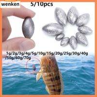 WENKEN 5/10Pcs กระสุนกลม น้ำหนัก น้ำหนักเพิ่มเติม ตกปลาตะกั่วตก Sinker ขั้วต่อตะขอ รูปมะกอก