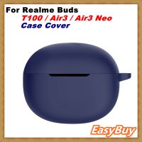 Case สําหรับ Realme Buds Air3 Neo / Buds T100 เคส, ฝาครอบป้องกันซิลิโคนพร้อมล็อคพวงกุญแจ