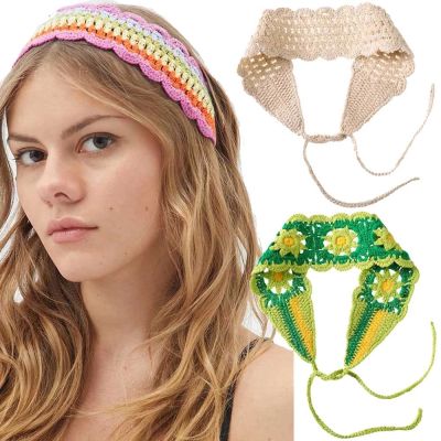 【YF】 Haimeikang New Crochet Hair Band Women Scarf Solid Color Knitting Headbands Bandanas Wide Elastic Hairbands Fashion Accessories