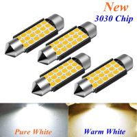 (Premium car)4PCS Festoon 31มม.36มม.39มม.41มม.C5W C10W Super Bright 3030 LED หลอดไฟ Dome Canbus ภายในอัตโนมัติอ่านหลอดไฟสีขาว