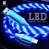 ?สต๊อกพร้อม?ไมโคร USB การไหลเรืองแสง LED แบบ C สายสำหรับ iPhone Gratis Ongkir เฮดโฟน S9 S8 11โปรสายชาร์จ USB สายชาร์จ C