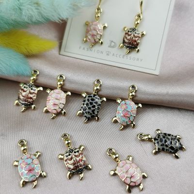 ApeUr 10pcs Drop Oil 3D Printed Tortoise Charms Colorful Enamel Alloy Pendants Fit Bracelet Earring Jewelry DIY Accessories Craf