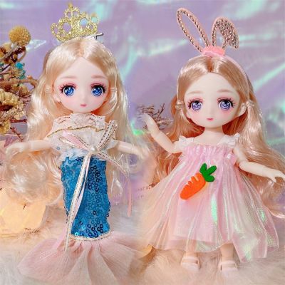 ♙❈ ganzha3965 Bjd ชุดตุ๊กตาเจ้าหญิงน่ารัก ตาอะนิเมะ ขนาด 16 ซม. diy ของเล่นสําหรับเด็กผู้หญิง