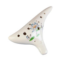 12หลุม Alto C Ocarina ดอกไม้สีขาวองค์ประกอบเครื่องดนตรีจีนคุณภาพสูง Woodwind Instrument ง่ายต่อการเรียนรู้