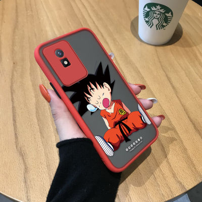 GGK เคส Vivo Y02A Y02T อนิเมะดราก้อนบอล Sson Goku ขอบเคสนิ่มใส่โทรศัพท์มีน้ำค้างแข็งโปร่งใสแข็งกันกระแทกสำหรับเด็กผู้ชายเคสป้องกันกล้องคลุมทั้งหมด