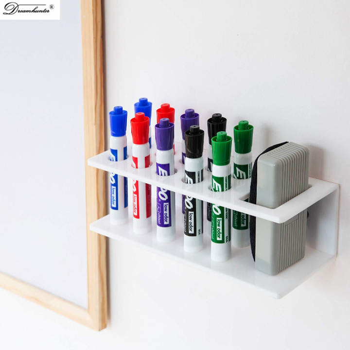 Acrylic Wall Mounted Dry Erase Marker & Eraser Holder