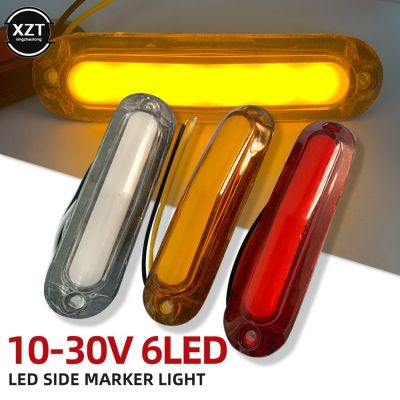 【CW】New 2PCS 12V24V LED Car Warning Light 6 LED Light Guide Edge For Trailer Truck Lorry Orange White Red Side Marker Indicator Lamp