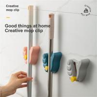 Multi-Purpose Mop Organizer Holder Self-Adhesive Wall Mounted Mop Organizer Broom Hanger Hook Kitchen Bathroom Mop Organizer Picture Hangers Hooks