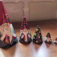 Christmas Wooden Gnome Nesting Dolls Set Xmas Set of 5 Handmade Toys Nesting Doll House Decor Elf Christmas Decor