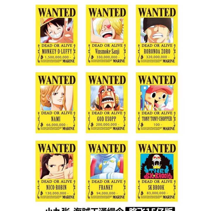 One Piece Poster Wanted Luffy Zoro Warlord Set Of 8/9 Small Set of 8/9 ...