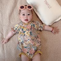 COD DSFERTEREERRE Baby Girl Short Sleeve Floral Princess Romper One Piece Set Newborn Baby Cheongsam Style Jumpsuit