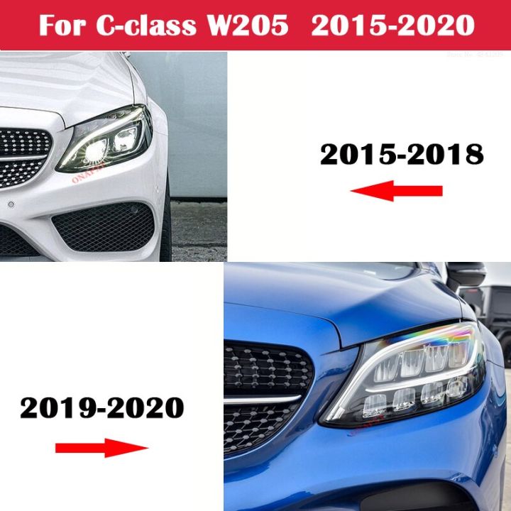 ฝาครอบไฟหน้ารถสำหรับ-benz-c-class-c200-w205-c180-c300-2015-2020โป๊ะโป๊ะฝาครอบเลนส์กระจกหลอดไฟหน้า