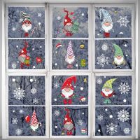 594C Christmas Window Glass Electrostatic Sticker Santa Claus Snowflake Gnome Decals