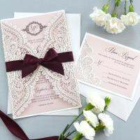 HOT 10X Muslim Card with BurgundyRibbon GoldQuinceanera Invitations PartyInvites