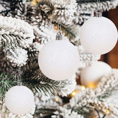 6 8cm White Christmas Balls Ornaments Christma Tree Hanging Pendants Ball Decorations For Home Happy New Year 2023 Naviidad Gift
