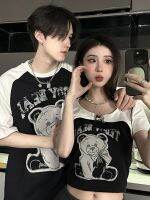 ♣ LANQIU autumn couple outfit summer short-sleeved T-shirt hot girl short new top couple one long one short ins trend