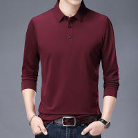 Polo Shirt Men Long Sleeve Solid Color Business Casual Polo T Shirt for Men Fashion Turn Down Collar Sweaters Mens Clothing Tops