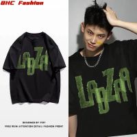 เสื้อย้อนยุคแนวแฟชั่น BHC เสื้อ4XL ไซส์ใหญ่สำหรับผู้ชาย,เสื้อยืดแนวโน้มแฟชั่นคอกลมแขนสั้นเสื้อลำลองหลวมสไตล์ Ins