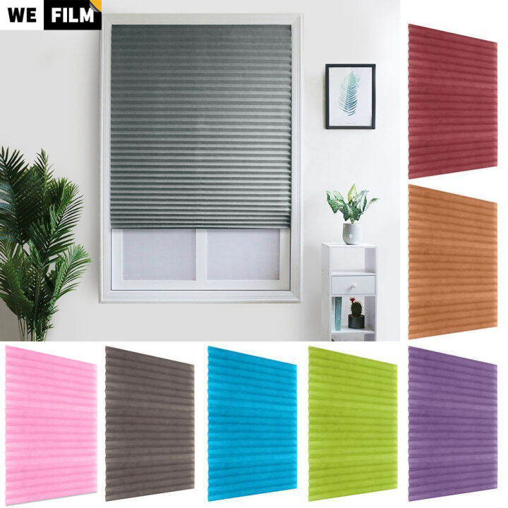 WEFILM Adhesive Roller Blinds Window Pleated Zebra Blinds And Shades Blind Roller Blackout