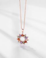 [COD] Jewelry and super zircon necklace womens gorgeous flower pendant