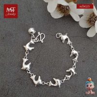 MT สร้อยข้อมือเด็กเงินแท้ โลมา มีกระดิ่ง ข้อมือ 12 ซม. Solid 925 Sterling Silver Bracelet (scb025) MT Jewelry มณีธารา