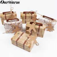 Mini Suitcase Kraft Paper Candy Box Gifts Box Travel Themed Wedding Party Favors For Guests Baby Shower Birthday Party Supplies