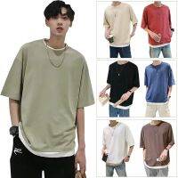 เสื้อยืดแขนสั้น สีพื้น สำหรับผู้ชาย มีให้เลือกหลายสี