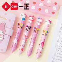 1pcs Sanrio Hello Kitty Image Pushbutton Student Multi Color Pen Childrens Cute Cartoon Ballpoint Pen Stationery Pens