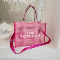 Autumn and winter transparent jelly bag large-capacity bag women 2022 new trendy portable tote bag all-match single shoulder Messenger bag 〖WYUE〗