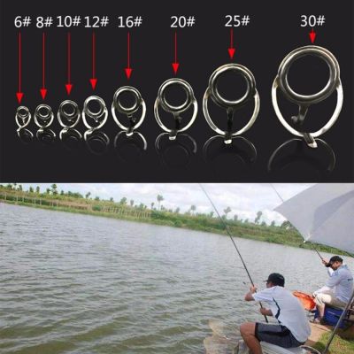 8 Size 8 Pcs Stainless Steel DIY Eye Rings Fishing Rod Guides Tips Line Rings for Making Repair Kit